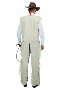 Auténtico Disfraz De Vaquero Para Hombre Con Chaleco Chaparreras Y