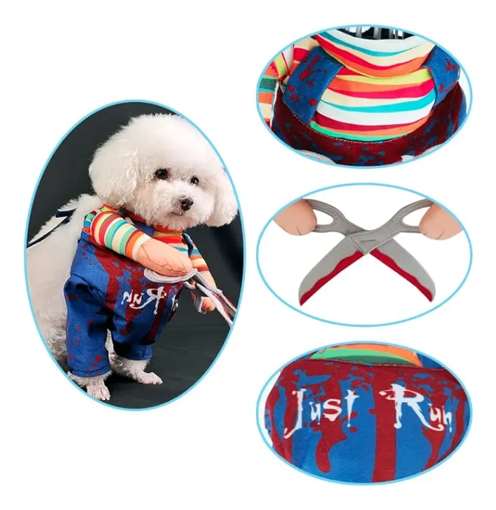 Disfraz Chucky Con Tijeras Halloween Perro Pequeño