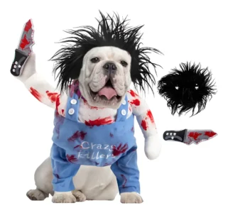 Disfraz Chucky Ensangrentado Halloween Perro Grande Mediano