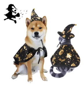 Disfraz De Brujo Mago Para Perro Capa Y Gorro