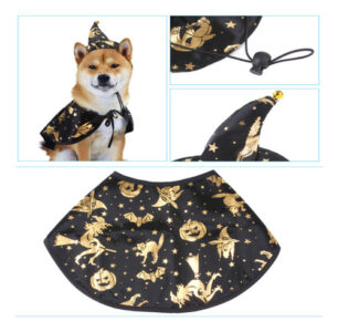Disfraz De Brujo Mago Para Perro Capa Y Gorro