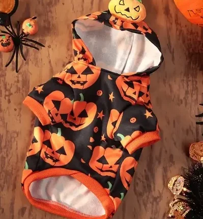Disfraz De Calabaza Halloween Perro Polera C/capucha Tallas