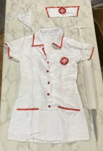 Disfraz De Doctora Con Maxi Jeringa Halloween Traje + Cintillo +