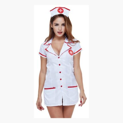 Disfraz de doctora con maxi jeringa halloween traje cintillo portada