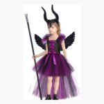 Disfraz De Maléfica Para Niña Halloween Con Cuernos - Imagen 2