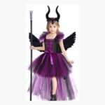 Disfraz De Maléfica Para Niña Halloween Con Cuernos - Imagen 4