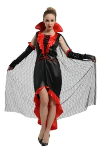 Disfraz De Mujer Vampira Morticia Elasticado Halloween 155 A 175cm