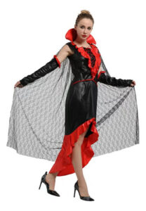 Disfraz De Mujer Vampira Morticia Elasticado Halloween 155 A 175cm
