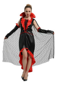 Disfraz De Mujer Vampira Morticia Elasticado Halloween 155 A 175cm