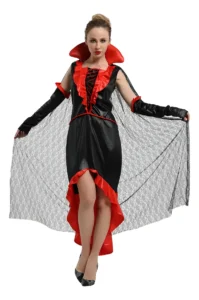 Disfraz De Mujer Vampira Morticia Elasticado Halloween 155 A 175cm
