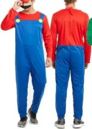 Disfraz De Super Mario Bros O Luigi Para Adultos Incluye Bigotes,