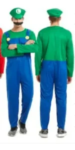 Disfraz De Super Mario Bros O Luigi Para Adultos Incluye Bigotes,
