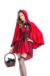 Disfraz Halloween Caperucita Roja Sexy Con Capa, Excelente Calidad