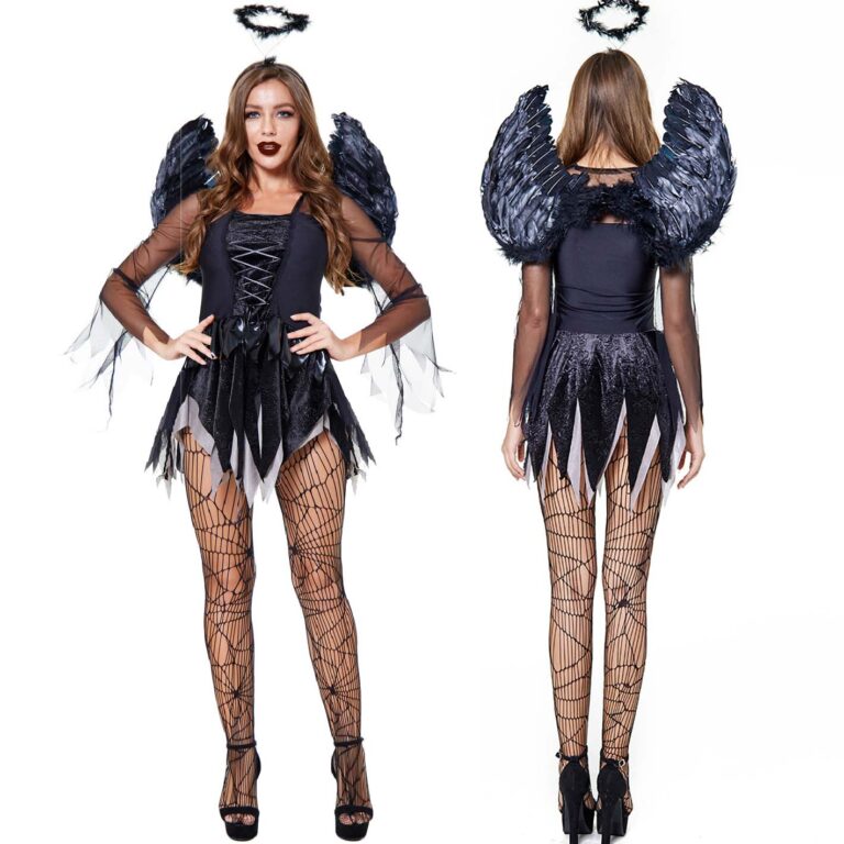 Disfraz Halloween Mujer Angel Negro Accesorios Varios