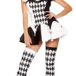 Disfraz Halloween Mujer Arlequín Bufona Payasa Accesorios Incluidos