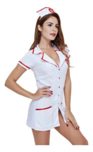 Disfraz Mujer De Enfermera Halloween Traje Y Cintillo Doctora Tallas