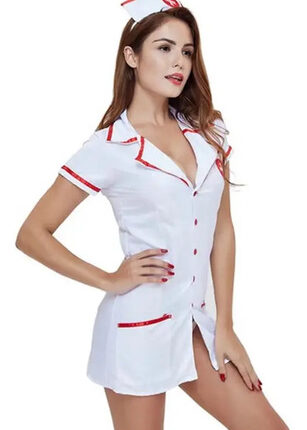 Disfraz Mujer De Enfermera Halloween Traje Y Cintillo Doctora Tallas