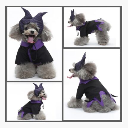 Disfraz premium de malefica bruja oscura para perro portada