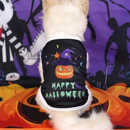 Traje Perro Happy Halloween Disfraz Tipo Polera Calabaza