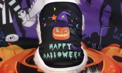 Traje Perro Happy Halloween Disfraz Tipo Polera Calabaza