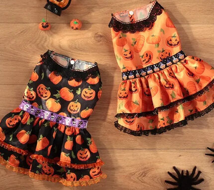 Vestido Halloween Calabazas Tallas Disfraz Perrita Perro