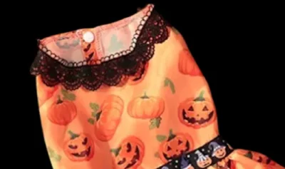 Vestido Naranjo Halloween Calabazas Disfraz Perrita Perro