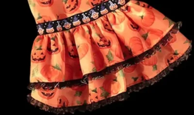 Vestido Naranjo Halloween Calabazas Disfraz Perrita Perro